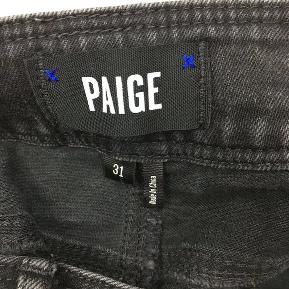 PAIGE Premium Denim Riot Wash Hoxton Ankle Peg Belted Raw Edge Hem Jeans - Picture 2 of 15